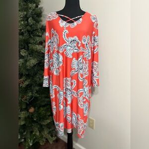 Ruby Rd. Coral and White Paisley Dress